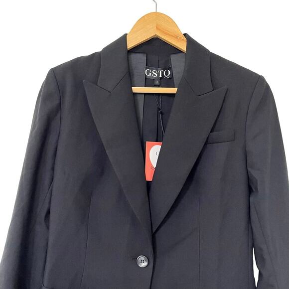 GSTQ Womens Luxe Scuba Suit Blazer Size S Black Classic Corpcore Office NEW - Picture 3 of 13